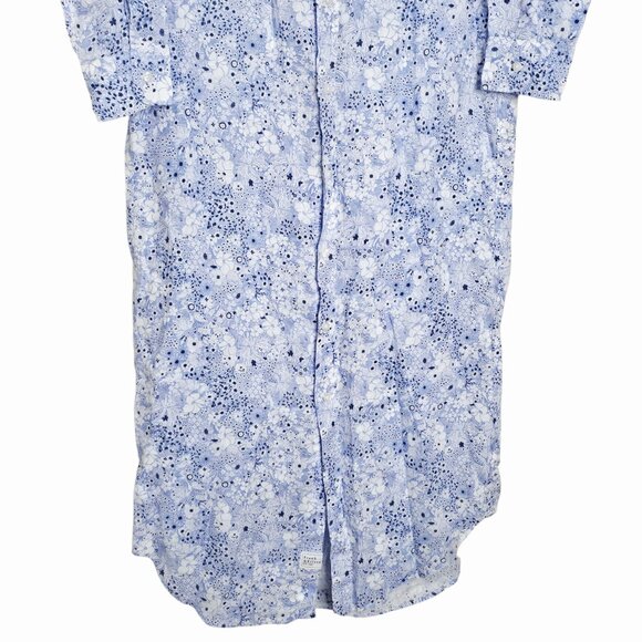 Frank & Eileen Rory Blue Floral Italian Linen Maxi Shirt Dress Size XS - Picture 6 of 8